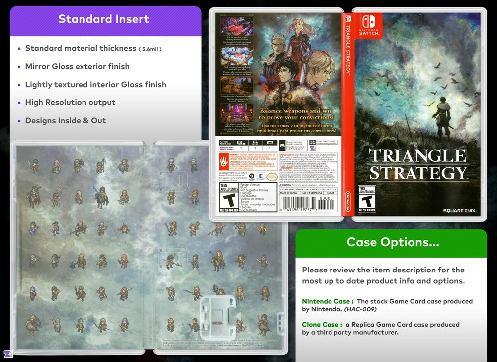 Triangle Strategy Cover Art: Replacement Insert & Case for Nintendo Switch