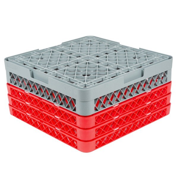 2 PACK Restaurant Dishwasher Glass Rack with 49 Compartments and THREE Extender