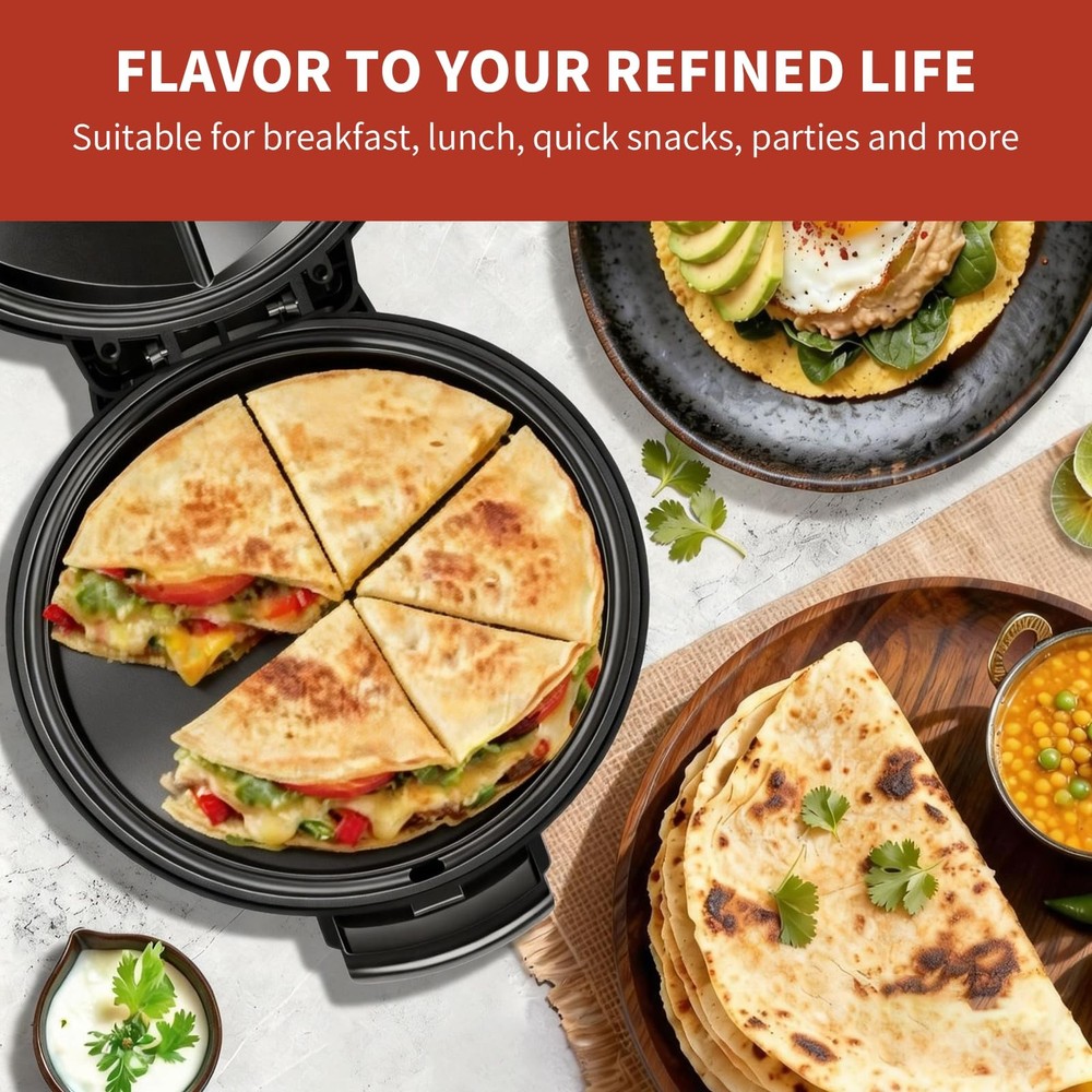 Electric Quesadilla Maker, 9.5'' Press with Easy Normal, Black