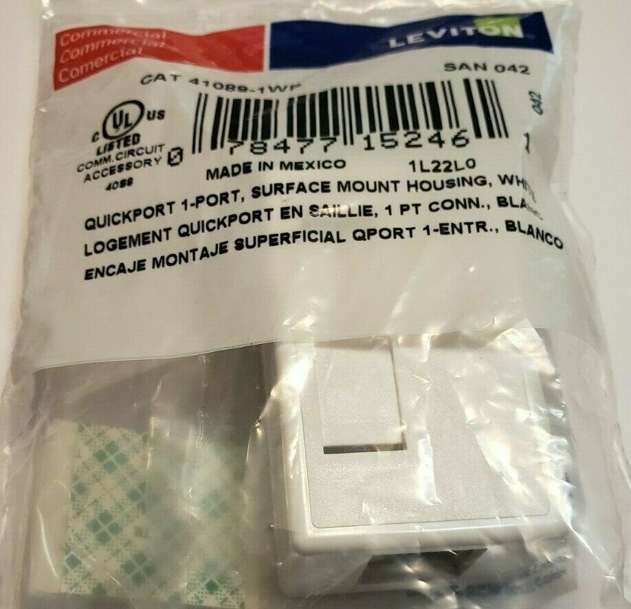 5 Pack - 41089-1WP - LEVITON - Plenum - Surface Mount Box - SMB - White - 1Port
