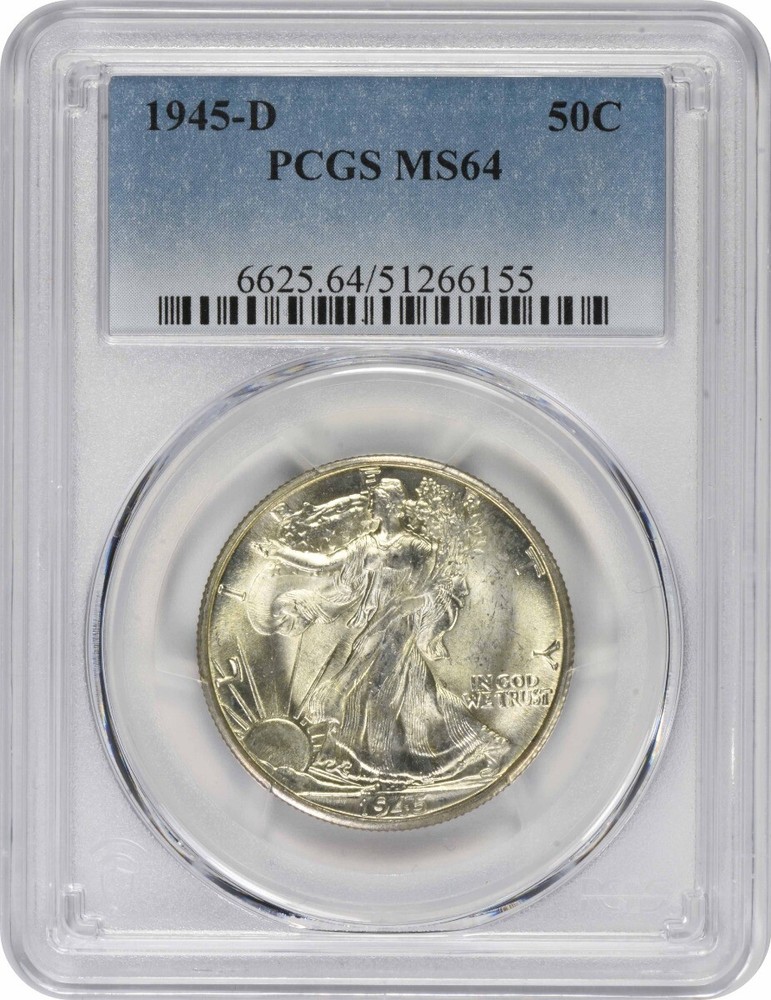 1945-D Walking Liberty Silver Half Dollar MS64 PCGS