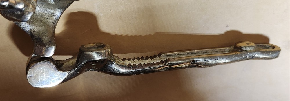 Vintage Squirrel On A Log Brass Nut Cracker Solid Heavy 6"