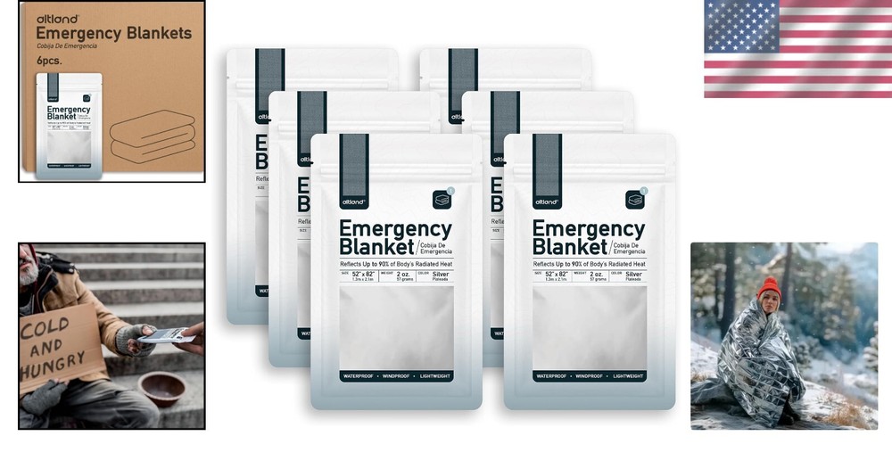 Exceptional Thermal Insulation! 6 Pack Emergency Blankets for Wintry Conditions