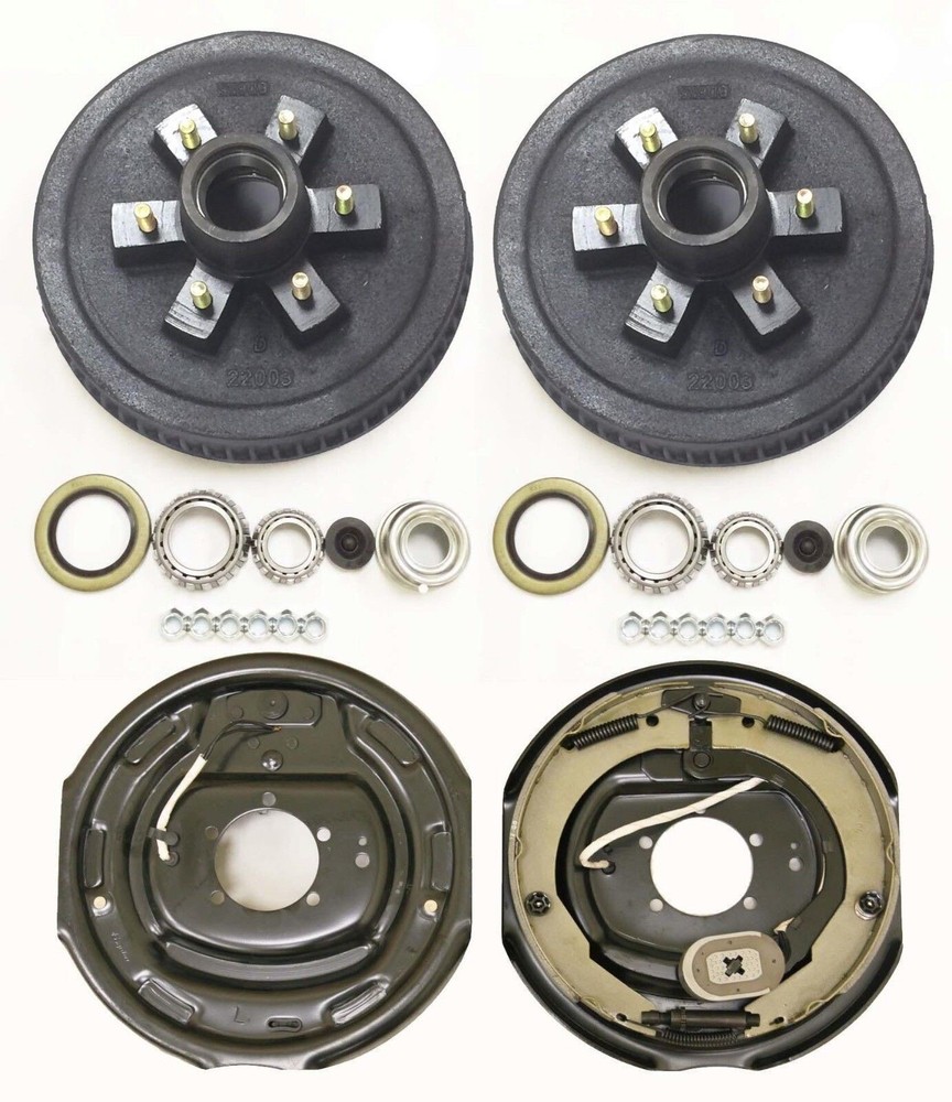 6 on 5.5" Trailer Hub Drum Kits w/ 12"x2" Electric Brakes for 5200-6000 lbs Axle