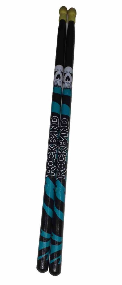 Rock Band Drum Sticks Blue Black Skull