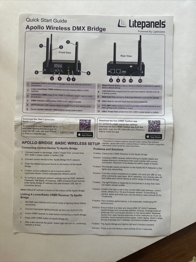 Apollo Wireless DMX Bridge