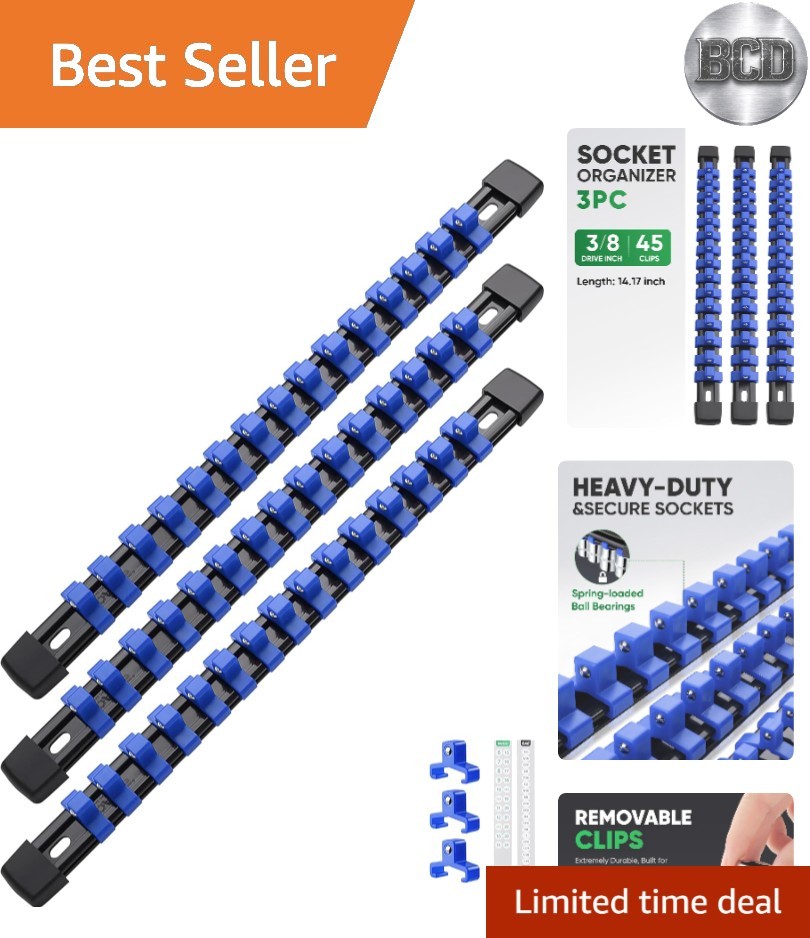 Durable ABS 3PC Socket Organizer - Space-Saving Design for 45 Tools, No Assembly