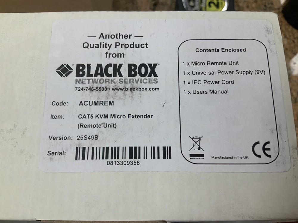 Black Box Acumrem Cat 5 KVM Microextender (remote Unit)