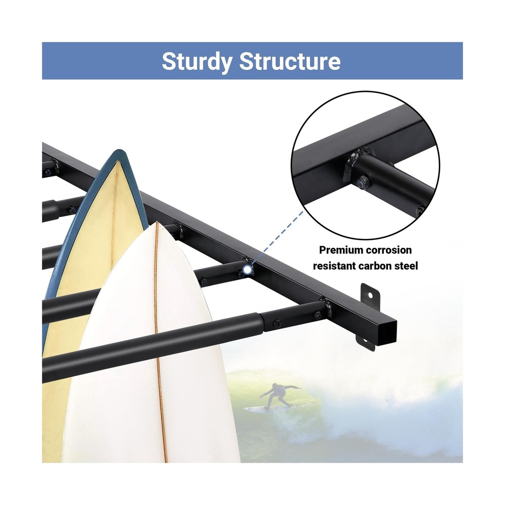 Vertical/Horizontal Surfboard Rack, Surfboard Wall Mount Display, Surfboard W...