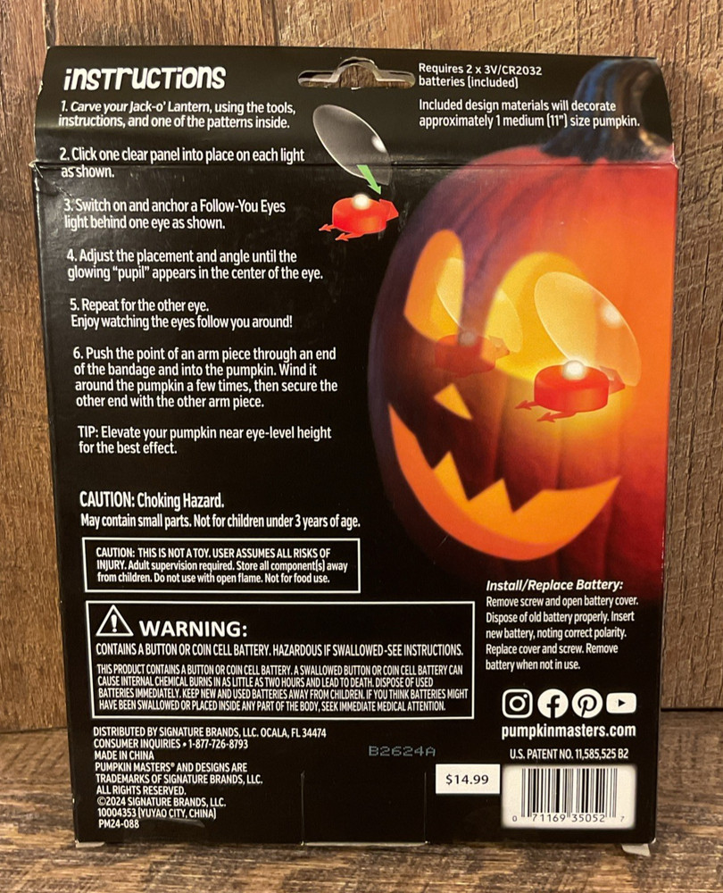 Pumpkin Masters Kits: Lights-Shadow Project Patterns-Mummy’s Stare + Tools NIP🎃