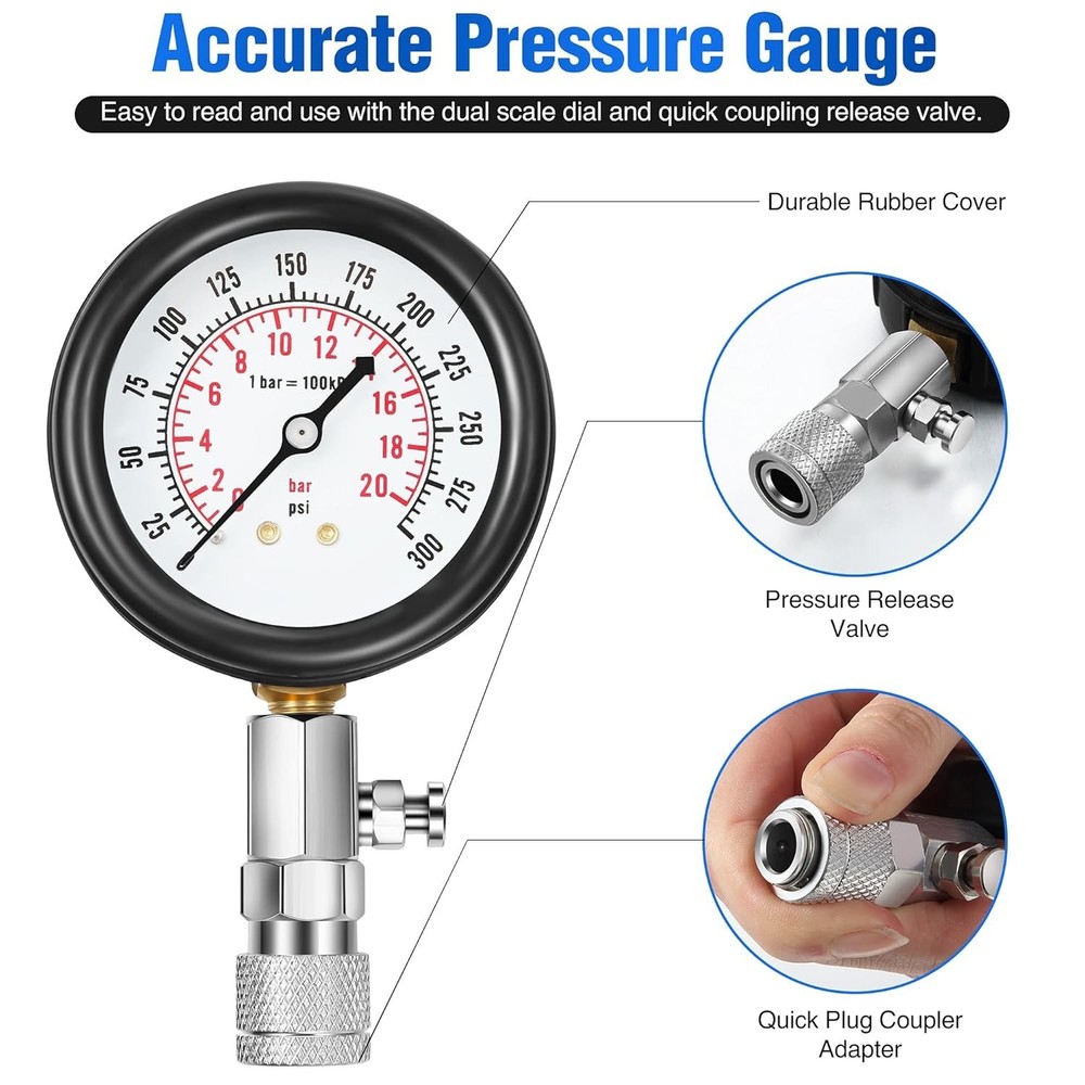 Automotive Compression Tester Kit with Spark Plug Tester for Engine Diagnostics