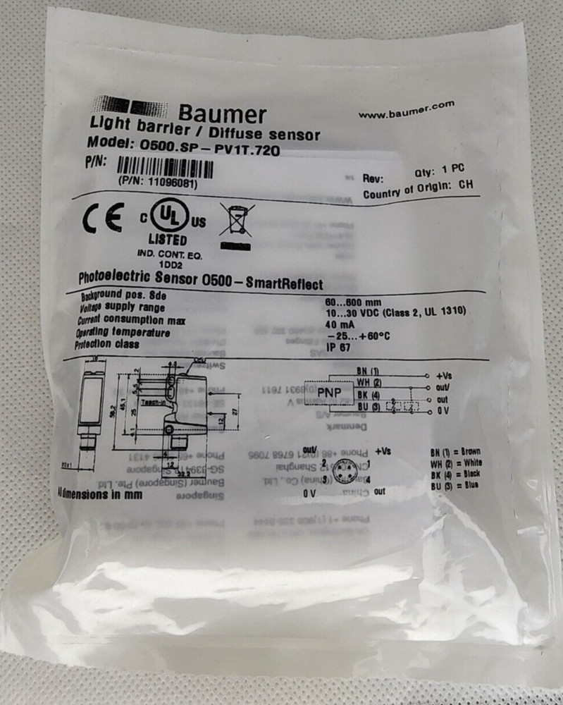 Baumer O500.SP - PV1T.720 Light barrier/ Diffuse sensor 11096081