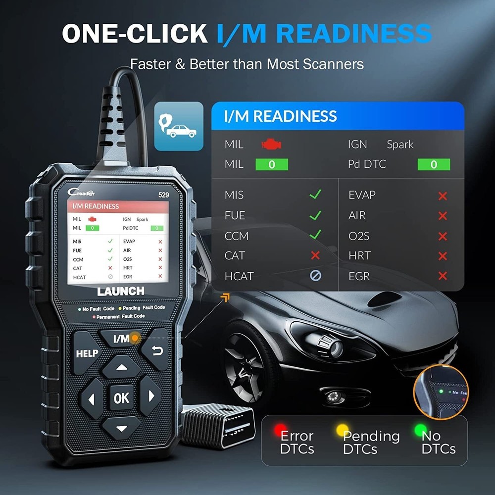 LAUNCH CR529 OBD2 Scanner OBD Code Reader Car Check Engine Fault Diagnostic Tool