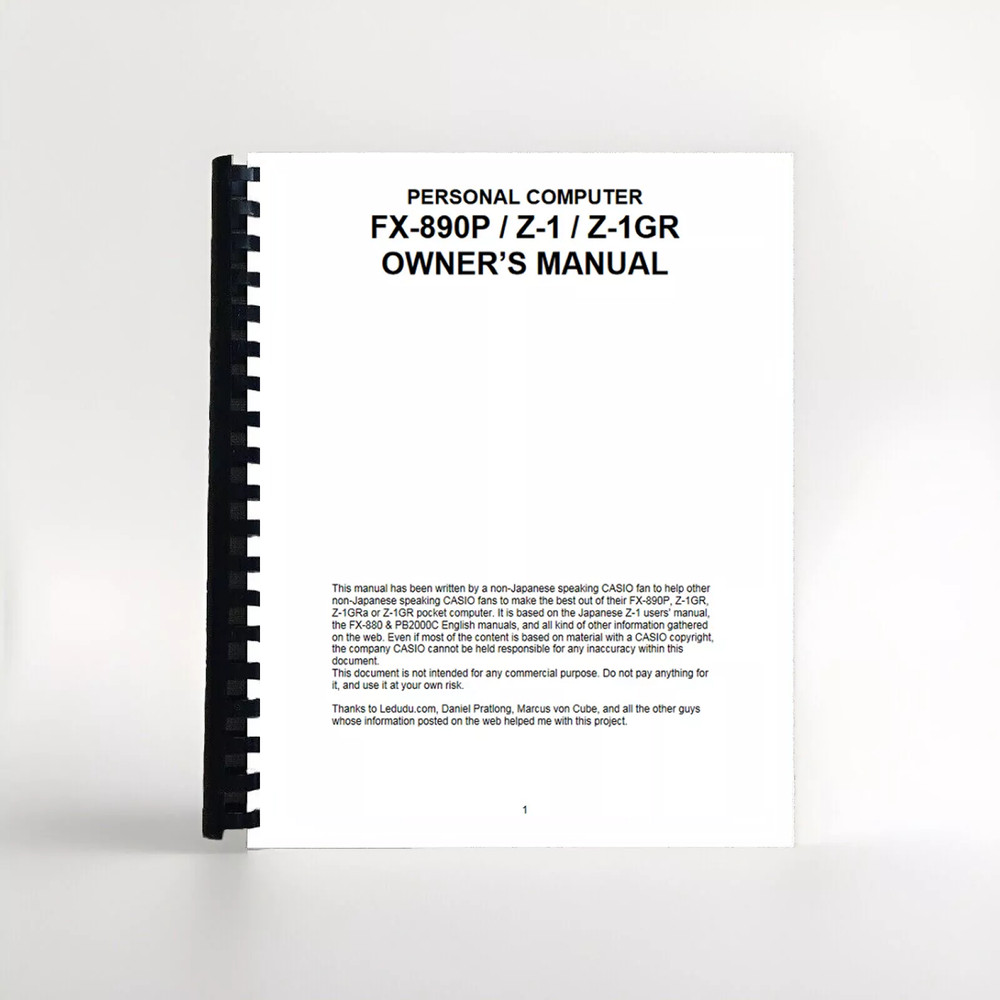 Casio Pocket Computer Fx-890P Z-1 User Manual