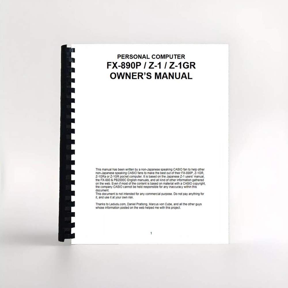 Casio Pocket Computer Fx-890P Z-1 User Manual