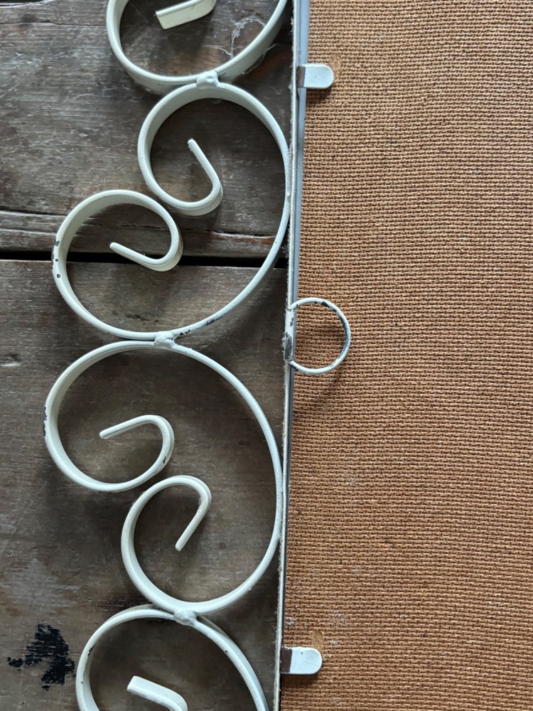 White Wrought Iron Wall Mirror Decorative Scrollwork Twisted Frame 1960/70's