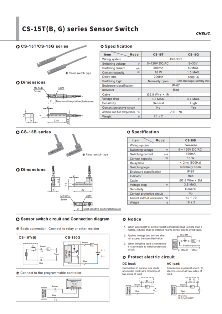 CHELIC CS-15T Magnetic induction Sensor Switch