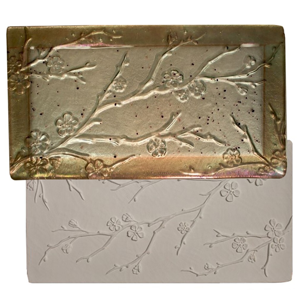 13"X 7"-Deep .5" Cherry Branch Texture Mold Glass Fusing