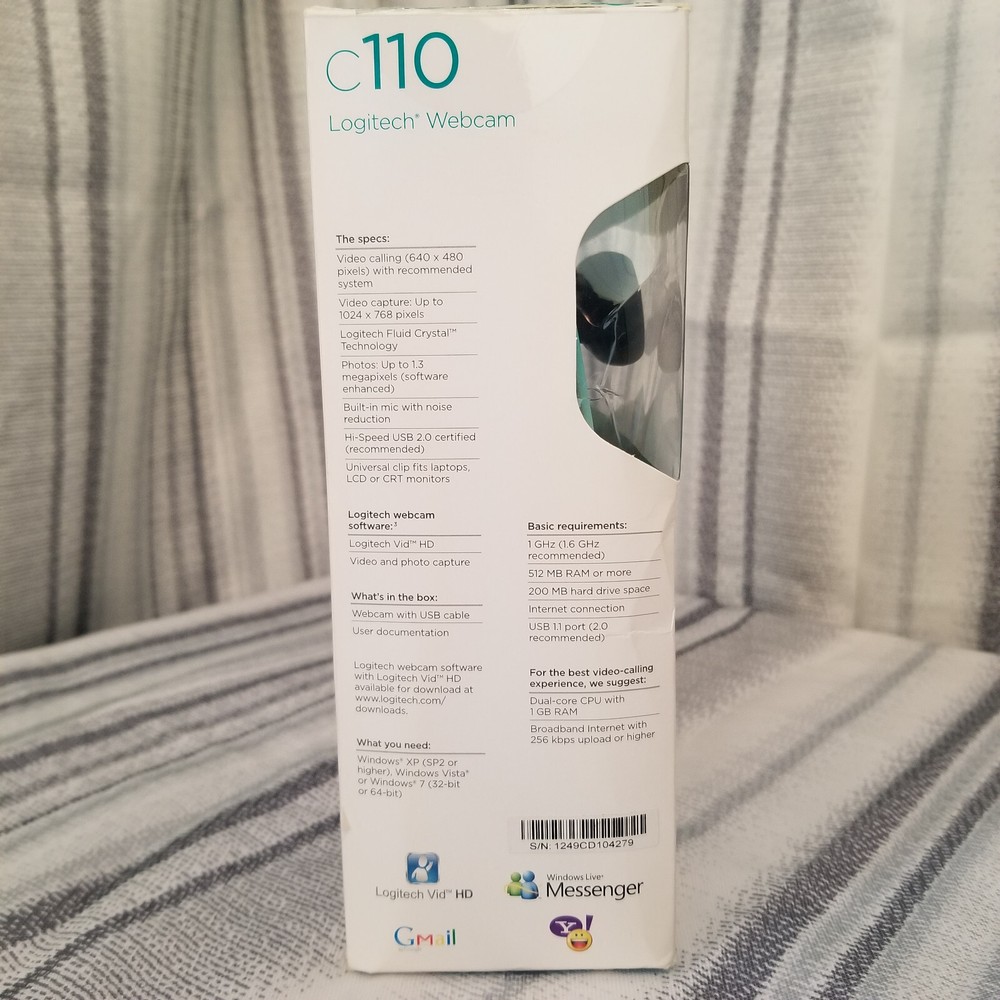 New Logitech Basic 1.3MP VGA Webcam w/Microphone For Window PC Computer C110