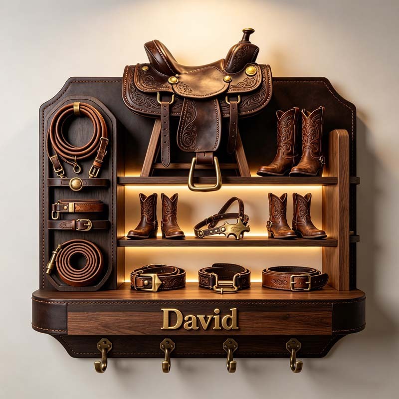 Personalized western cowboy saddle theme hooks key holder