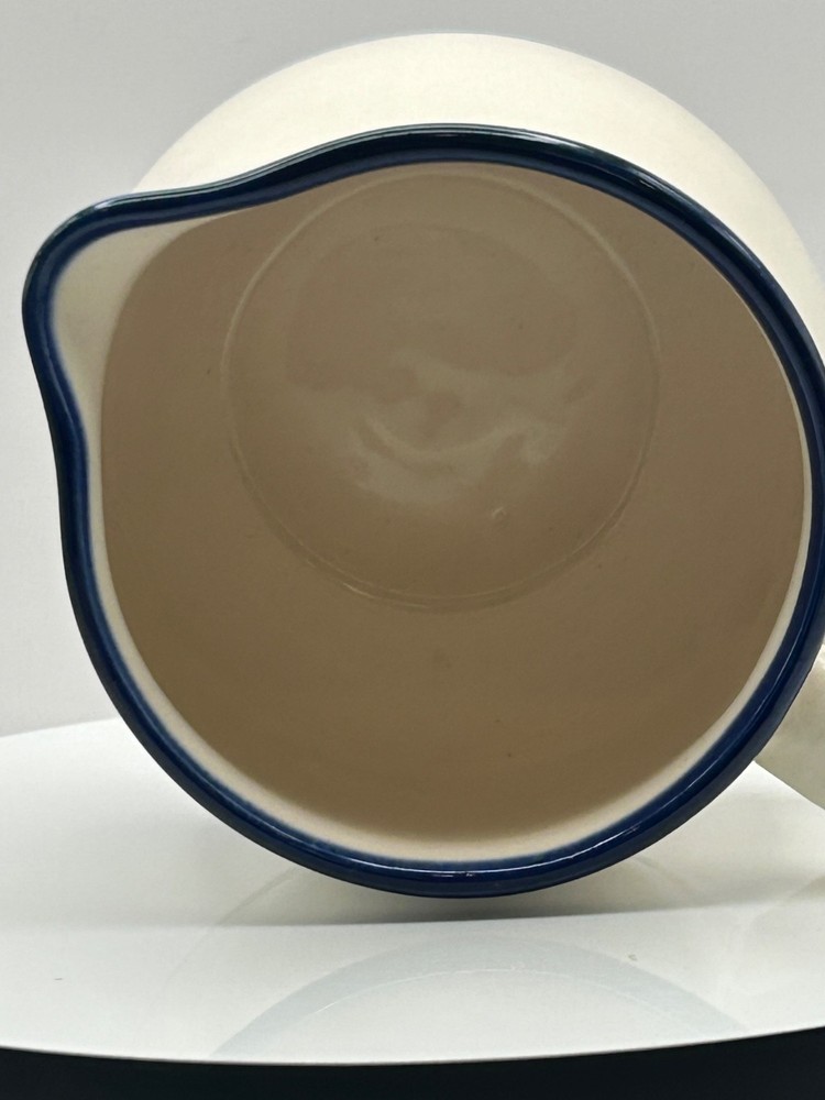 White & Blue Ceramic Pitcher Marked DDR East Germany