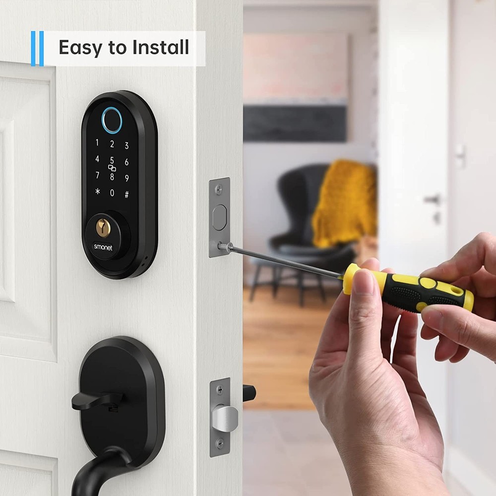 SMONET Smart Front Door Lock Handle Set Keyless Entry Digital Keypad Deadbolt