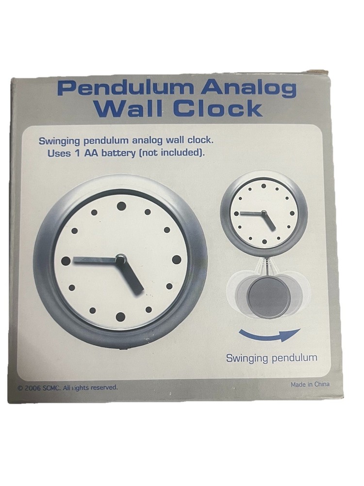 Pendulum Wall Clock – Modern Analog Battery Operated Swinging Design NIB