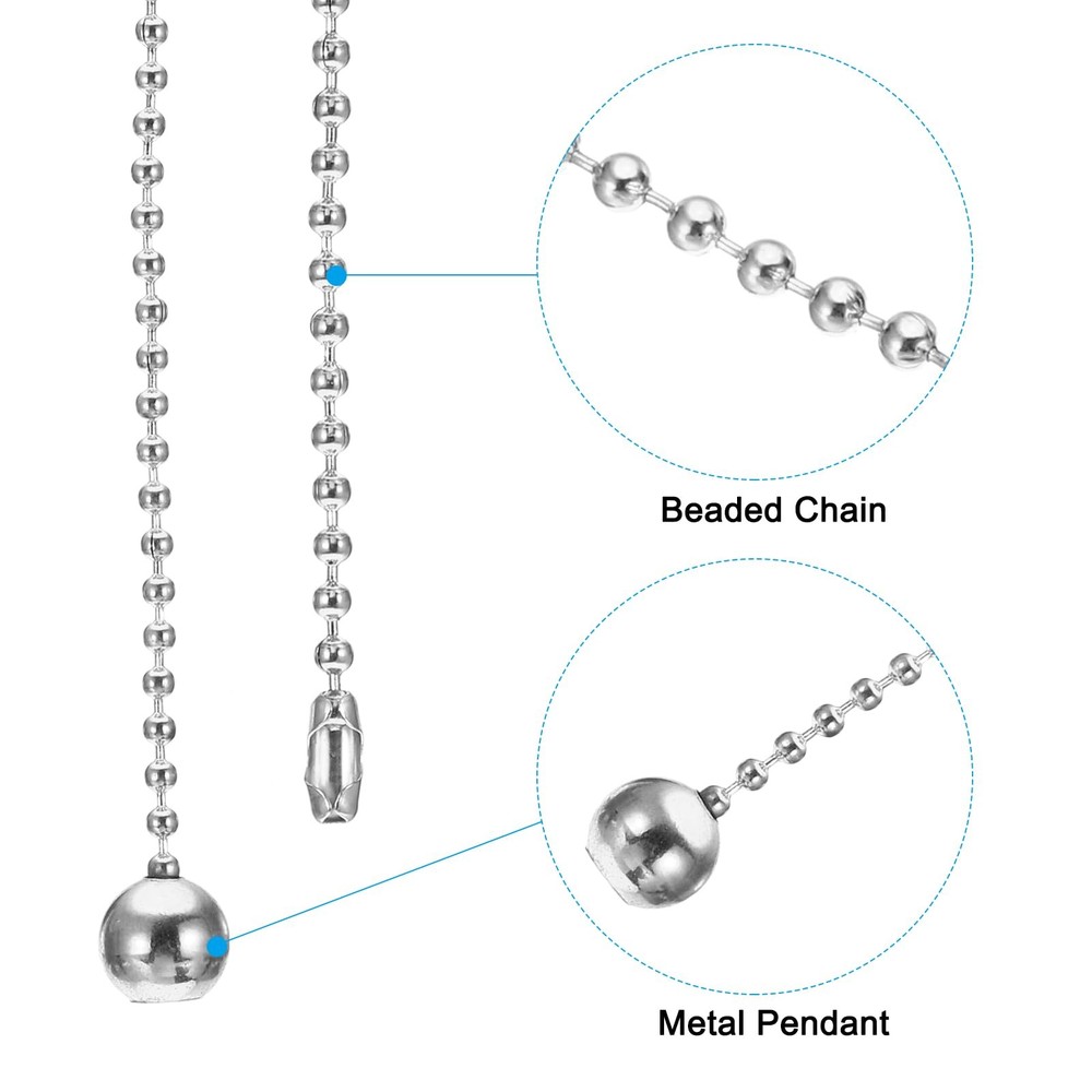 1M 3.3ft Ceiling Fan Pull Chain, 4 Pcs Beaded Pulls Cord Extender Ball Pendan...