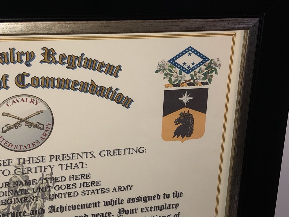 151ST U.S. CAVALRY REGIMENT / COMMEMORATIVE - CERTIFICATE OF COMMENDATION