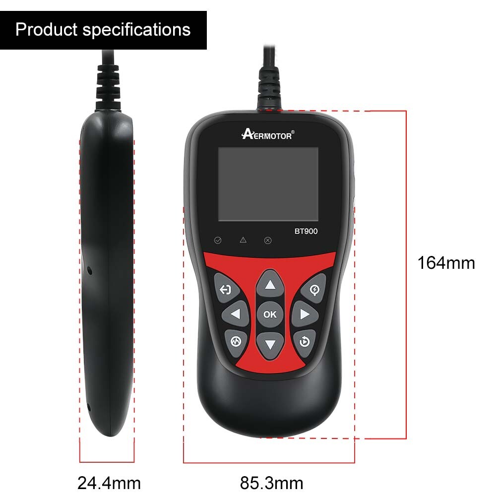 AERMOTOR BT900 Digital Battery Analyzer 6/12V Battery Load Tester 100~2000CCA