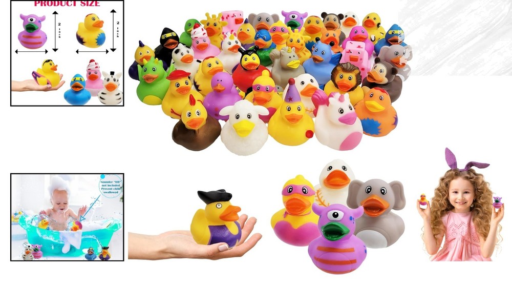 Creative Playtime with 10 Assorted Rubber Duck Toys - Ideal for Bath & Pool