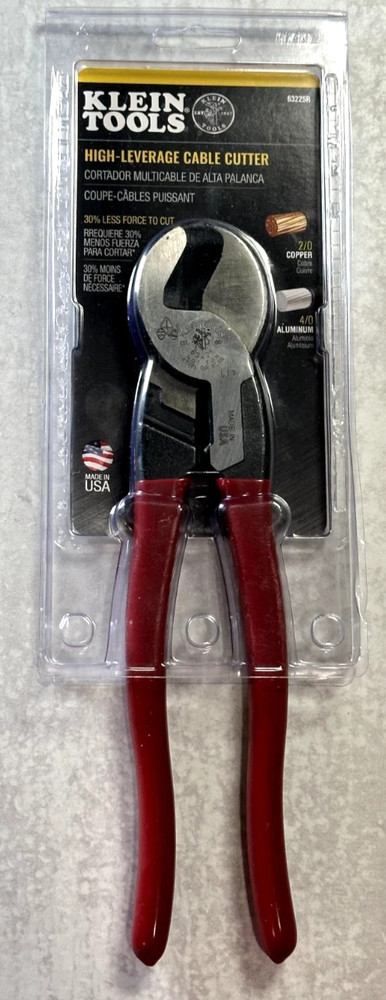 Klein Tools 63225R 9" High Leverage Cable Cutter NEW