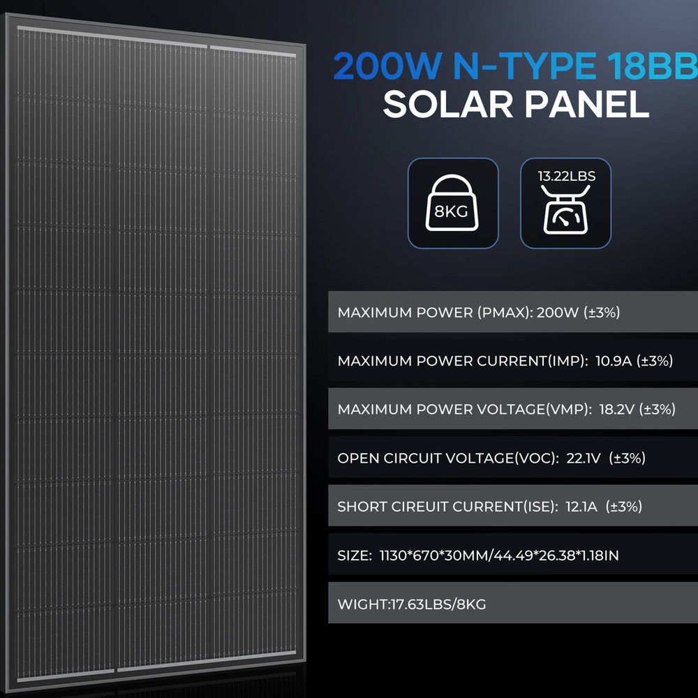 2/4/6PCS 200W Solar Panel