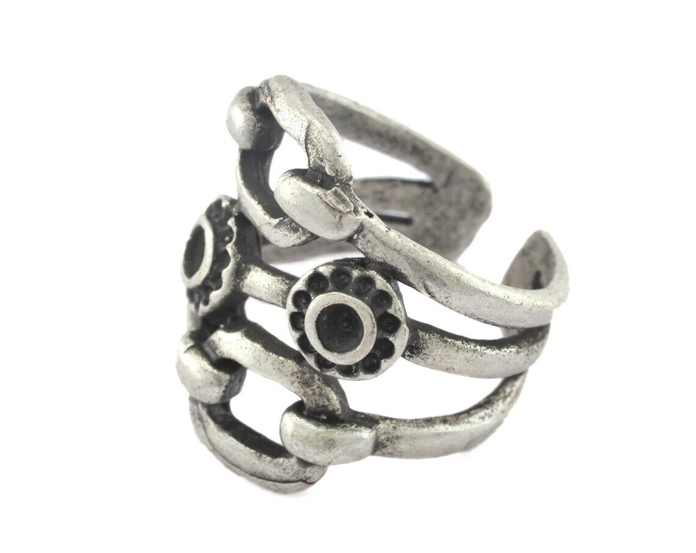 Ring Adjustable Ring Bezel - Antique Silver brass 18mm 8US inner size 2822