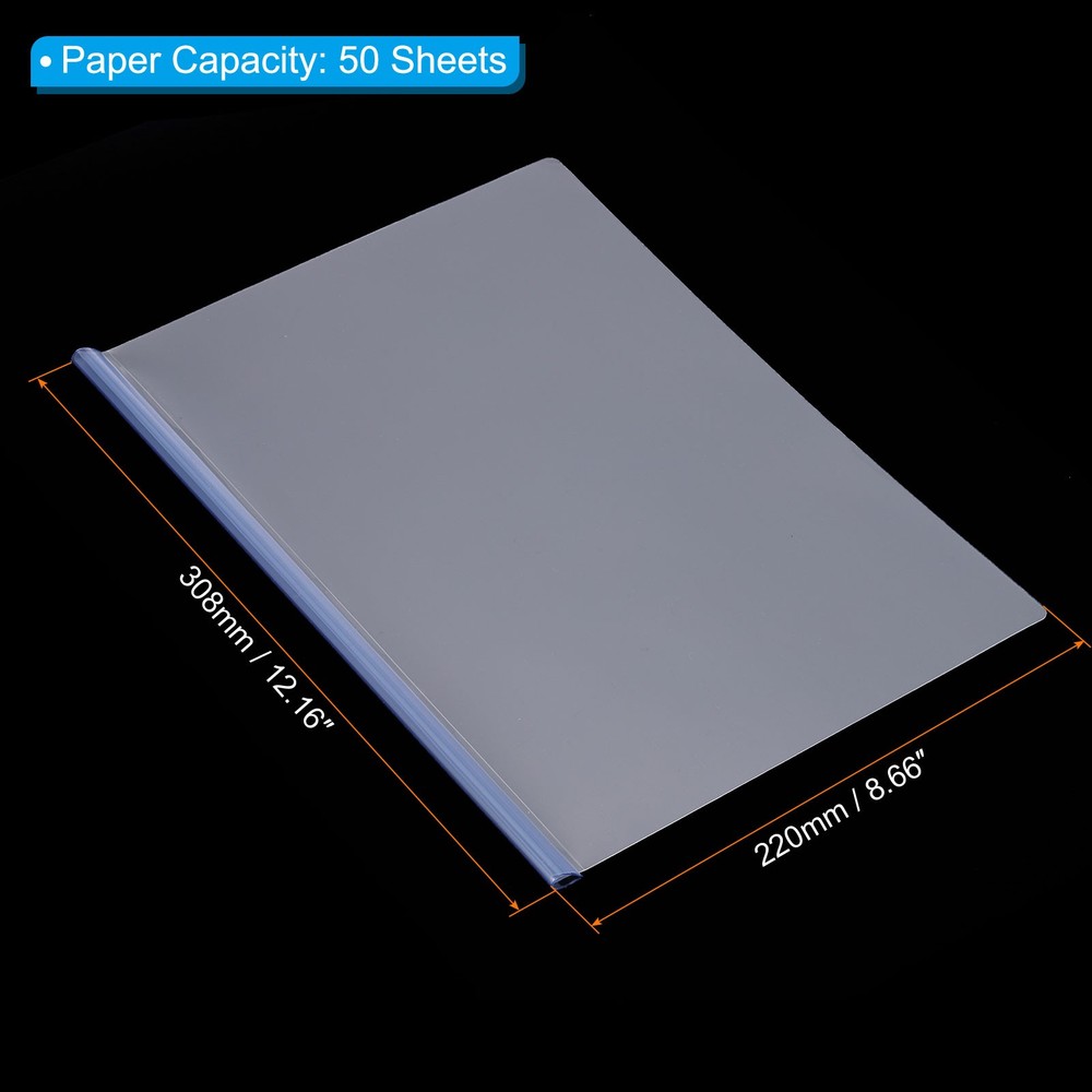 File Covers with 8 mm Slide Grip Binding Bar, 10 Pcs 50 Sheets Capacity, Blue