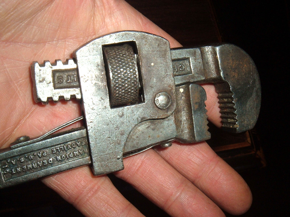 Vintage champion dearment adjustable Monkey / Pipe Wrench 10"
