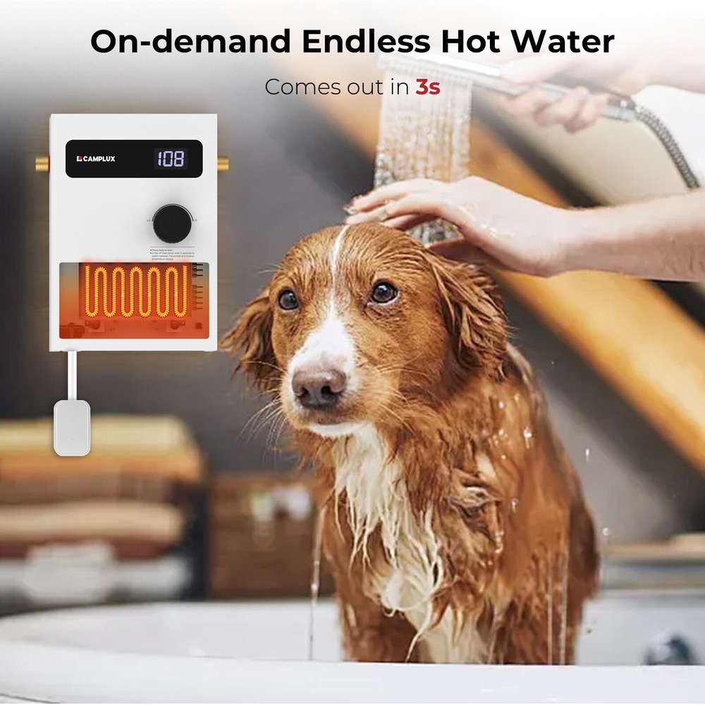 Camplux 11kW Electric Tankless Water Heater 240 Volt Instant Hot w/Side Connect