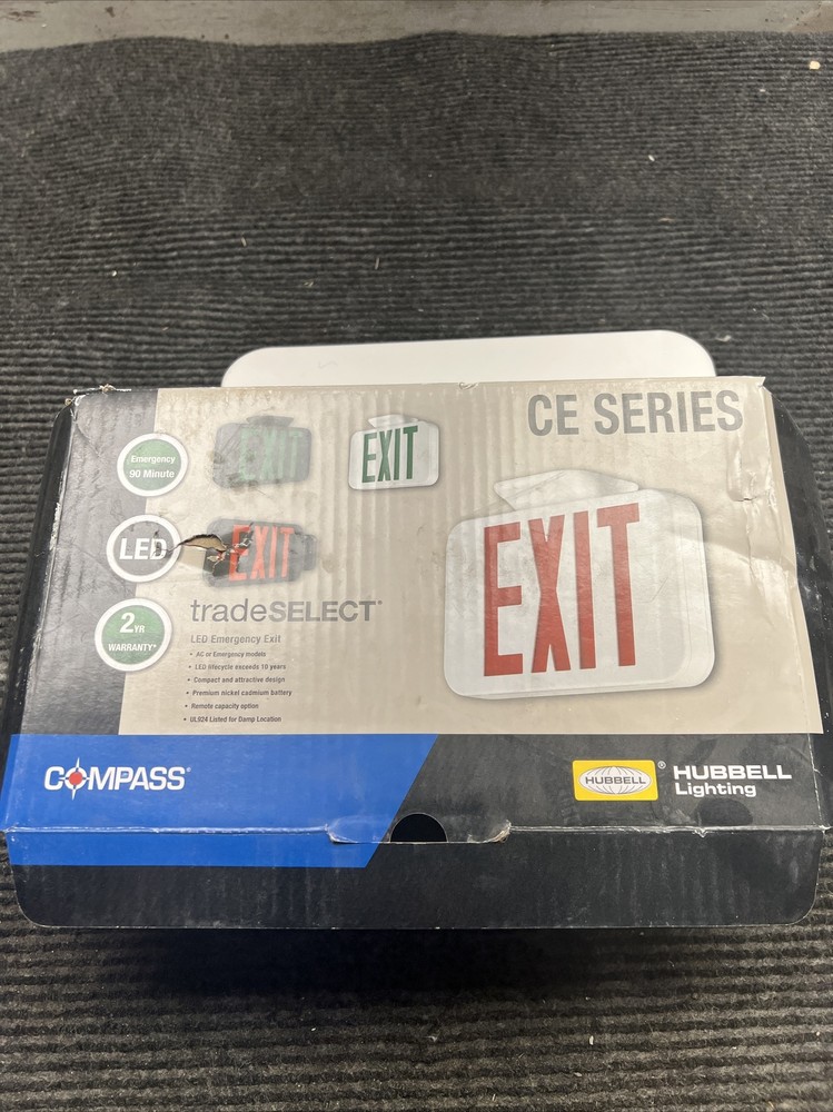NOS Compass By Hubbell CER Hubbell Lighting LED Emergency Exit Sign White