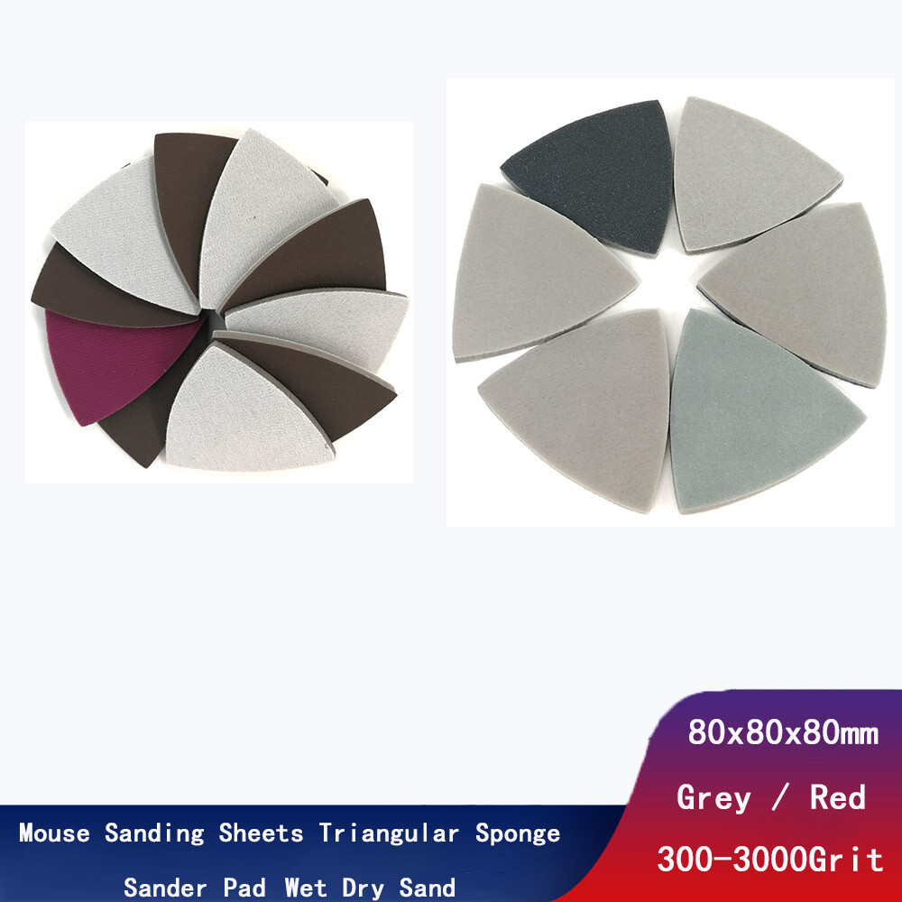 300-3000Grit 80mm Mouse Sanding Sheets Triangular Sponge Sander Pad Wet Dry Sand