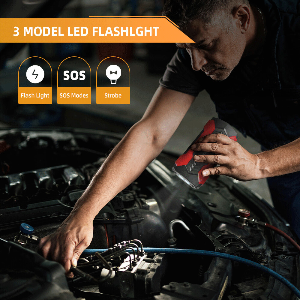 Vehicle Emergency Start Power Supply LED Emergency Light with Hazard Warning Function Dark