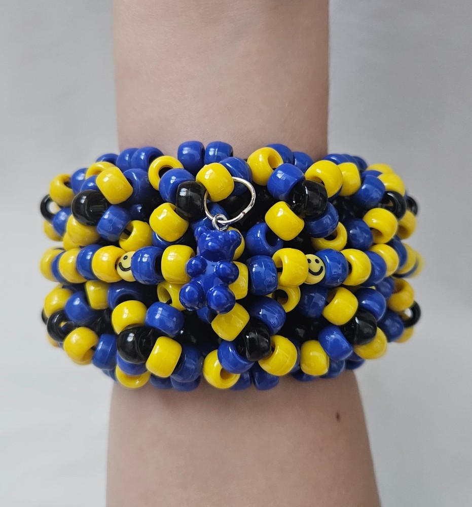 Black, Blue, & Yellow Rotating Kandi Cuff 💛 💙