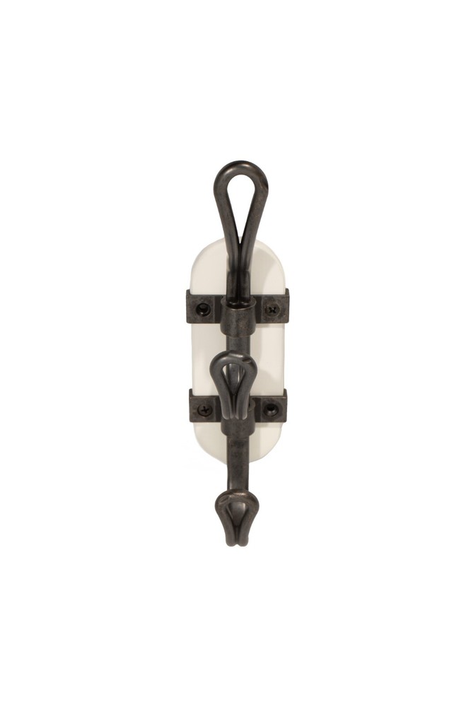 FantasHome 9” Prong Swivel Wall Mounted Hook with 3 Hooks – White / Black
