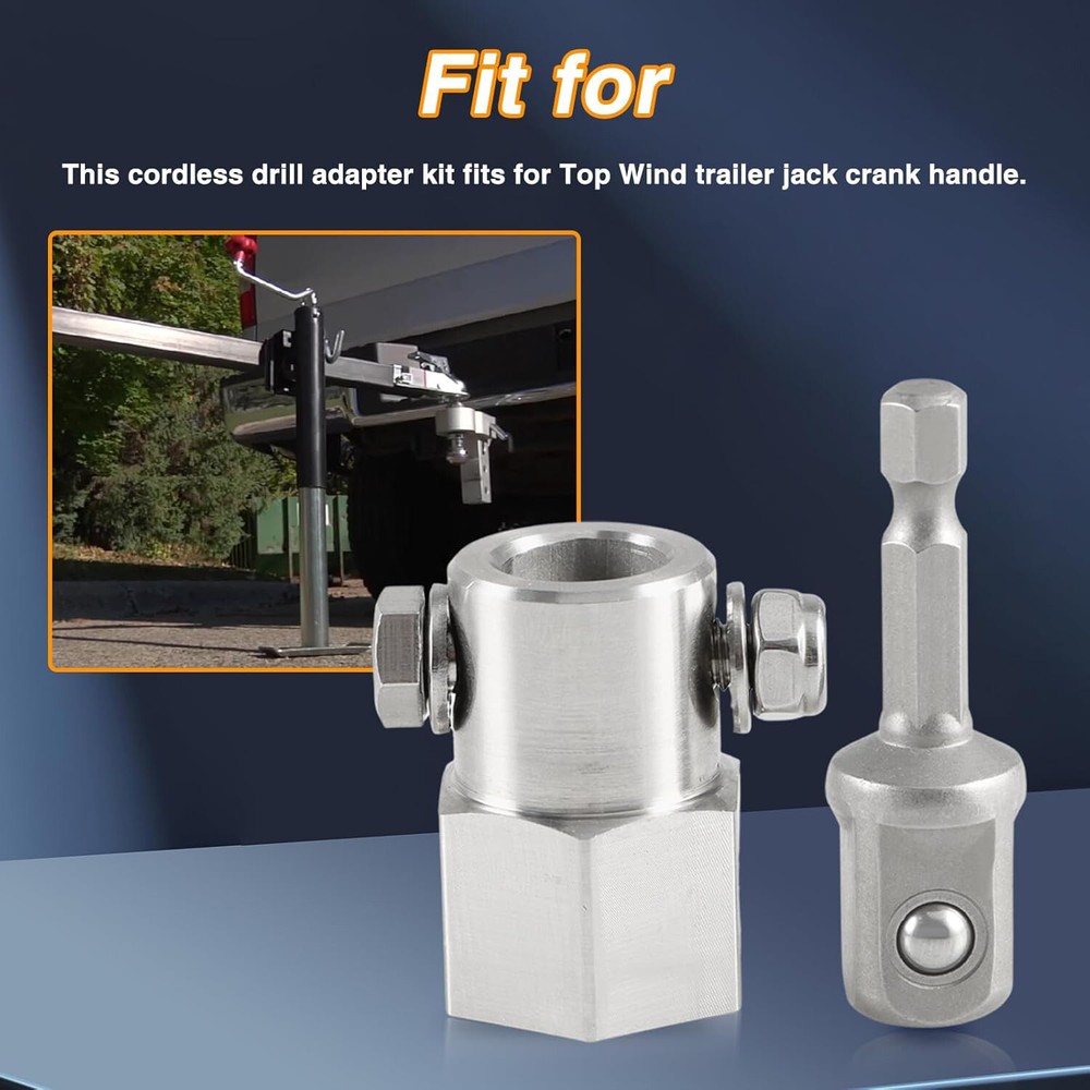 Trailer Jack Drill Adapter Stainless Steel Cordless Drill Adapter Bit Kit