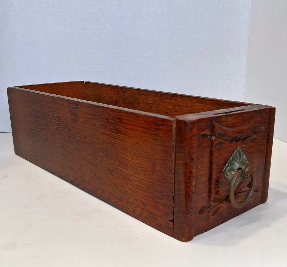 Antique Singer Sewing Machine Drawer Solid Oak Brass Pull USA Made