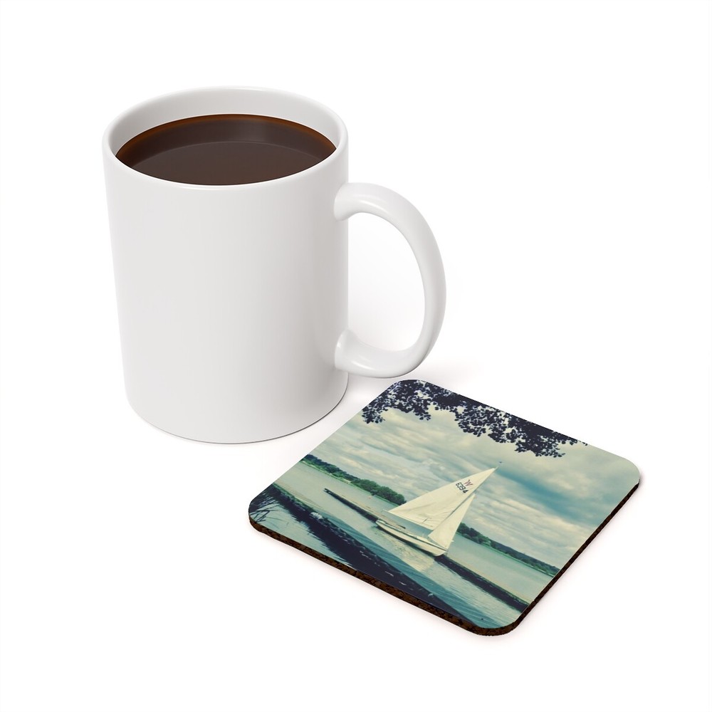 Solo Sail Boat Cork Back Coaster