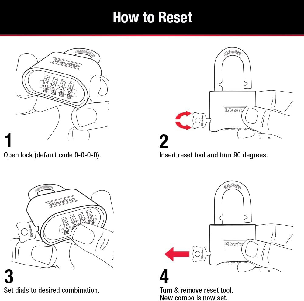 Gold Combination Padlock Set - 4 Pack for Gates, Sheds & Storage Solutions