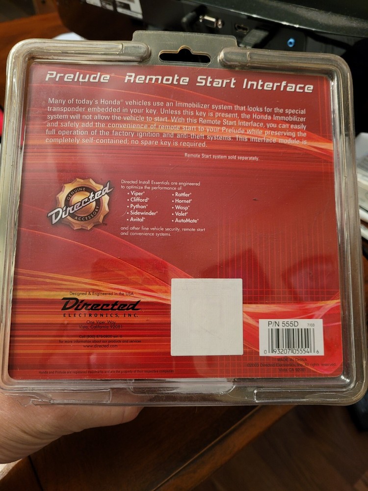 Directed Electronics 555d Honda Prelude Remote Start Interface 98-2002 - New
