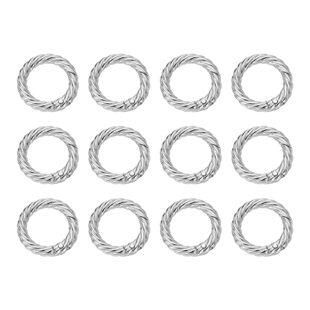 12pcs Spring O Rings 3/4" Round Trigger Metal Snap Hook Key Ring White