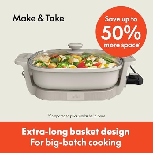 Electric Skillet with Adjustable Temperature, Ceramic Coating, Dishwasher-Safe L