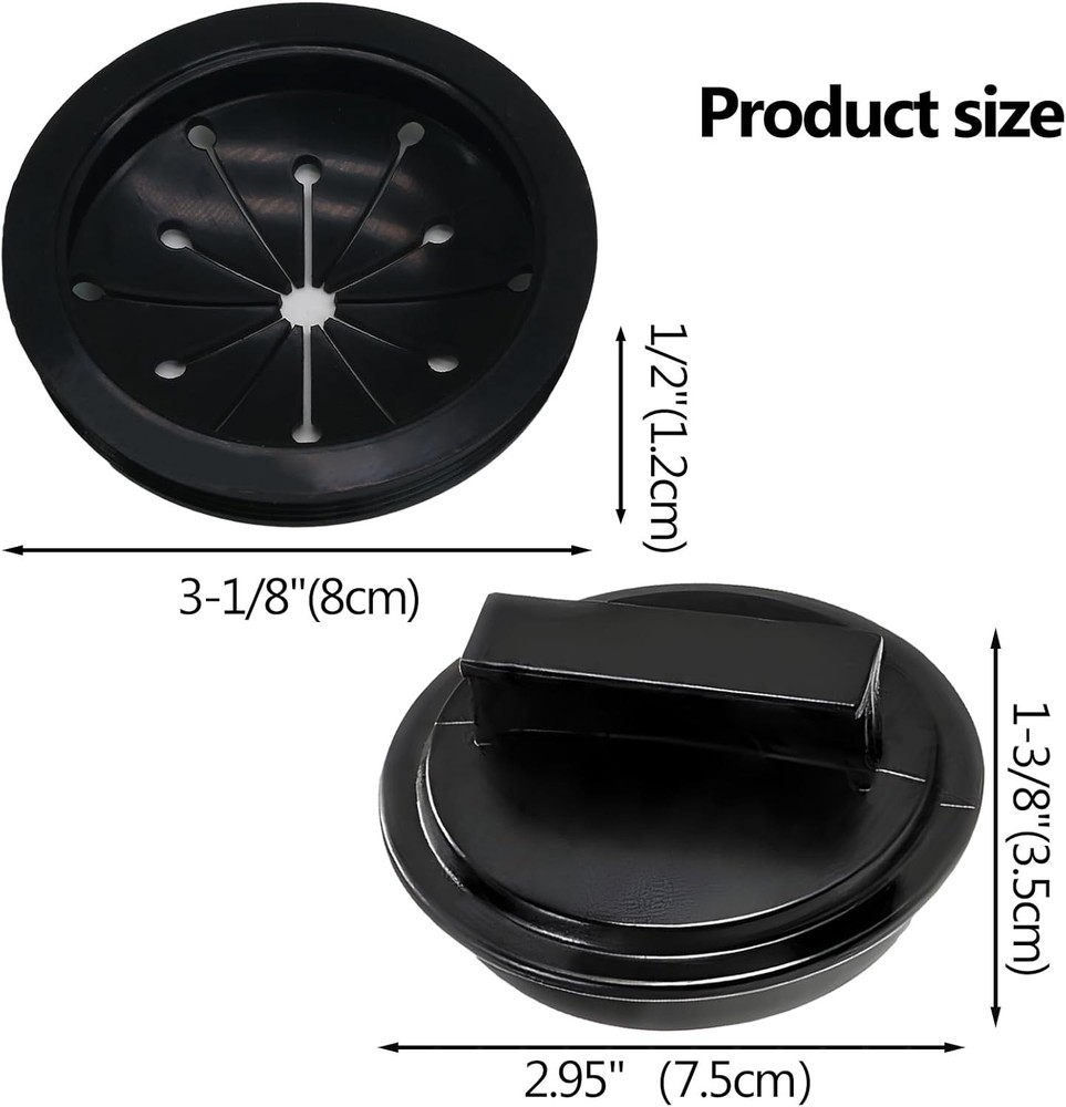 3 Inch Garbage Disposal Splash Guard and Kitchen Sink Stopper, Black